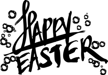 Wall Mural - Happy Easter Illustration in Black Vector Silhouette