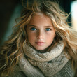 Blondes Mädchen mit blauen Augen Frontalportrait - mit generativer KI Midjourney erstellt