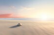 Solitary hermit crab journeying across beach, wide shot, sunset, soft hues, peaceful solitudeFuturistic