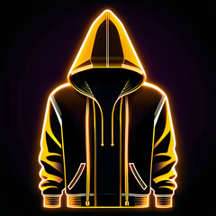 Wall Mural - Golden Glow: Elevate Your Look with a Gold Neon Hood Tee Shirt Icon(Generative AI)