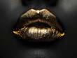 Metallic gold lips in a thoughtful frown, reflecting introspection laced with luxury