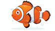 Cute clown fish cartoon on white background flat vector