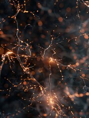 Poster - A Network of Neurons Firing, Symbolizing Brain Activity and Communication