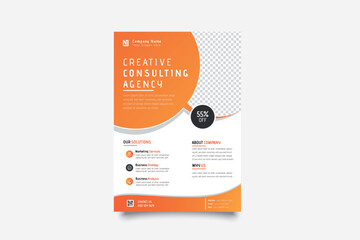 Poster - Modern Orange gradient color flyer design template. corporate creative idea clean vector illustration a4 half page single advertising brochure layout