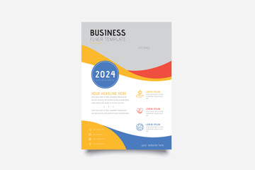 Poster - Modern creative clean business flyer design template for advertising company promotion growth. orange color gradient vector abstract flat corporate flyer design illustration