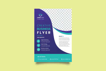 Poster - Modern creative clean business flyer design template for advertising company promotion growth. blue, color gradient vector abstract flat corporate flyer design illustration 