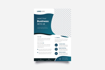 Poster - Modern creative clean business flyer design template for advertising company promotion growth. blue color gradient vector abstract flat corporate flyer design illustration 