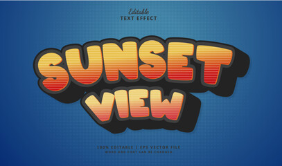 Wall Mural - Sunset view editable text effect style 3d bole