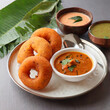 vada or medu vadai with sambar and chutney popular