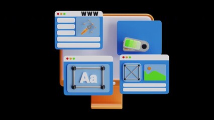 Aufkleber - 3D Animation of Designing User Friendly Websites | Alpha Channel