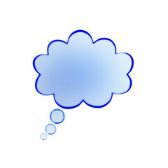 Poster - A blue thought bubble graphic on a white background, concept of thinking or dreaming