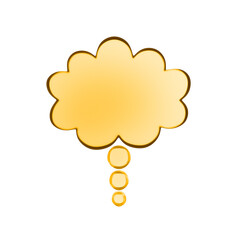 Poster - A glossy yellow speech bubble graphic on an isolated white background, representing communication or thinking in a creative concept