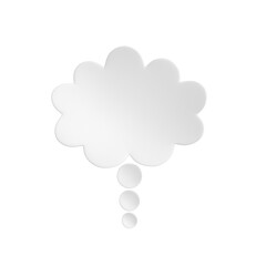 Poster - A white thought bubble icon on a clean white background, representing the concept of thinking or idea generation
