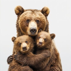 Wall Mural - bear on white background