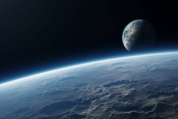 Wall Mural - a view of the moon from space, with the earth in the background