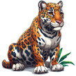 Jaguar Cartoon Icon, isolated on transparent background, Illustrations PNG
