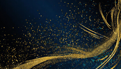 Wall Mural - abstract background with dark blue and gold particle.