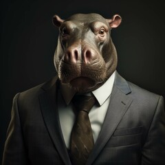 Poster - Hippopotamus in a suit