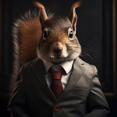 Wall Mural - Squirrel in a suit