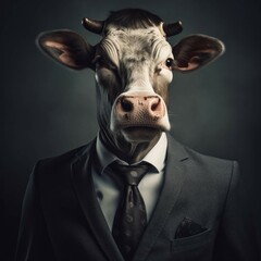 Wall Mural - Cow in a suit