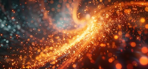 Poster - A bright orange and blue swirl of light and fire