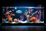 Fototapeta Do akwarium - Digital aquarium with colorful fish and coral reefs