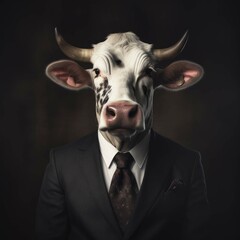 Wall Mural - Cow in a suit