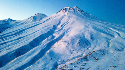 The scenic views of Hasan Mountain, which is a volcanic mountain with its 3268 meters peak, attracts the summit lovers with its majestic stance, Aksaray, Turkey