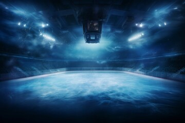 Wall Mural - a hockey arena with lights and smoke on it