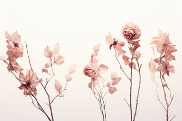 Wall Mural - four different flowers on a white background