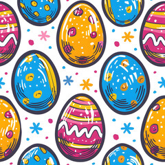 Easter seamless pattern icons with colorful eggs. Seamless pattern off easter eggs. Generative AI