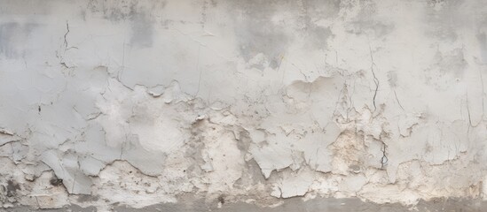 Aufkleber - A weathered wall with cracked and peeling gray paint is pictured with a fire hydrant nearby