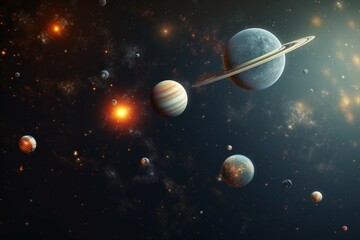 Wall Mural - rare celestial alignment of planets in the solar system, displaying unique colors and textures again