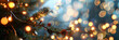 Golden magic glittering blurry bokeh lights of garland festive background, A close up of a string of lights. 

