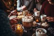 Friends hosting a DIY hot chocolate bar in November