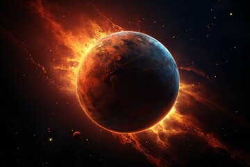 Wall Mural - exoplanet in a binary star system with colorful nebula
