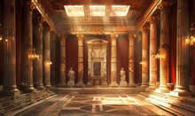 Background Of The Interior Of A Worship Temple In The Time Of Jesus In The Time Of The Roman Empire, Generative AI