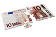PNG. Trasparente. Puzzle  dieci  euro su sfondo trasparente.