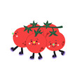 Cute cartoon cherry tomatoes illustration on a white background.