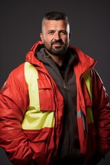 Wall Mural - Portrait of a male firefighter in protective gear