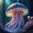 Ultra detailed jellyfish with iridiscent glow