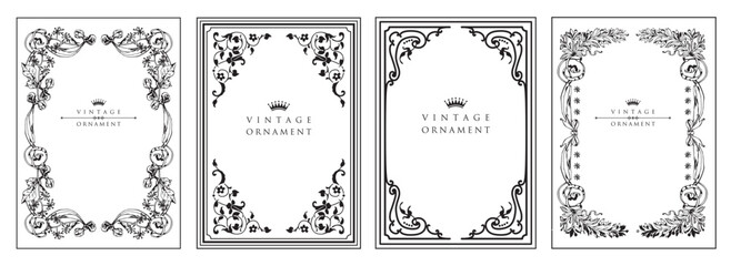 Fototapete - Vintage vector frames, border. Old pattern. Design elements and invitations..eps