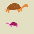 Stylized turtles side view.  Hand drawn.