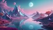 Glowing space and mountain scenery with soft color