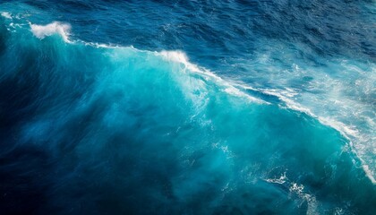 Sticker - Aerial view of wavy ocean water surface. Beautiful water background texture for tourism and advertising.