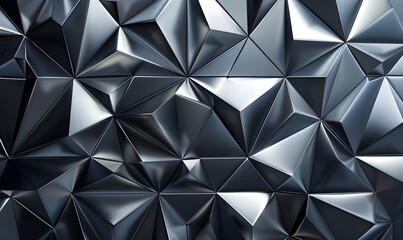 Wall Mural - Glossy metallic geometric triangle patterns for background, Generative AI 