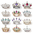 set of crowns isolate on white background