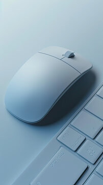 Minimalist 3D-rendered mouse and keyboard, streamlined for text