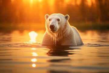 Wall Mural - Polar Bear  at outdoors in wildlife. Animal