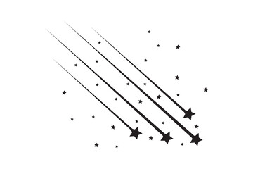 Wall Mural - meteorite and comet symbols. flying comet with tail, falling meteor, abstract galaxy element. black 